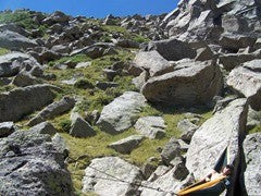 Hammock hanging on rocks